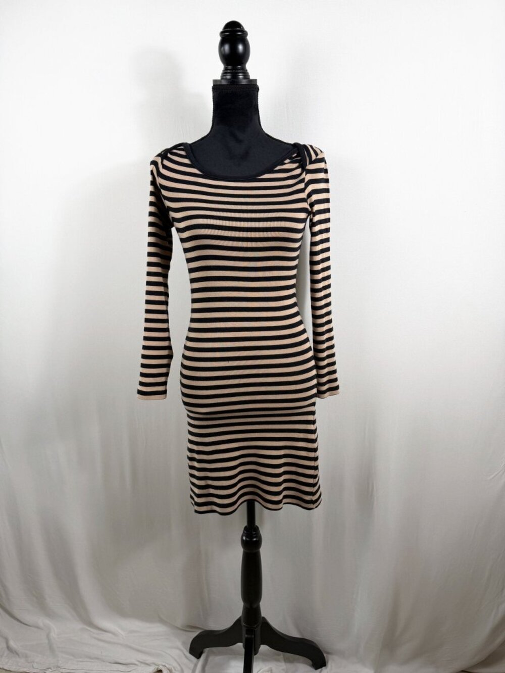 GANNI Striped Cotton Bateau-Neck Mini Dress (Size XS)